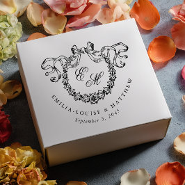 Vintage French Monogram Wreath Elegant Wedding Gummistempel