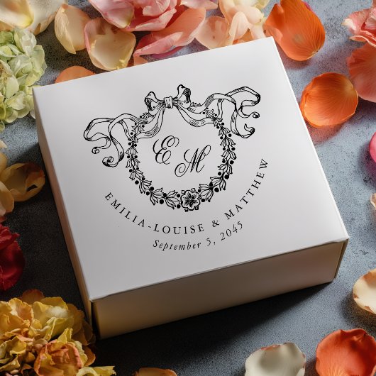 Vintage French Monogram Wreath Elegant Wedding Gummistempel