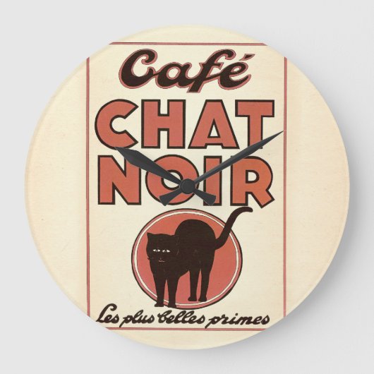 Vintage french poster "Café chat noir" Große Wanduhr (Vorderseite)