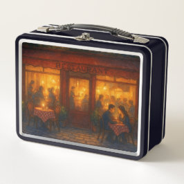 Vintage French restaurant at night  Metall Brotdose