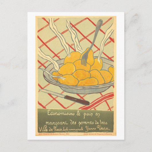 Vintage French "Save Bread by Eating Potatoes"  Postkarte (Vorderseite)