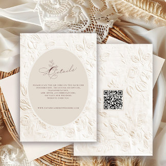 Vintage French Victorian Floral Script QR Code Begleitkarte