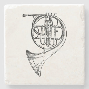 Vintage-Frenchhorn-Steinuntersetzer Steinuntersetzer