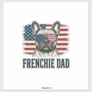 Vintage Frenchie Dad Patriotisches Bulldog-Shirt_1 Aufkleber