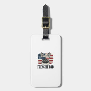 Vintage Frenchie Dad Patriotisches Bulldog-Shirt_1 Gepäckanhänger