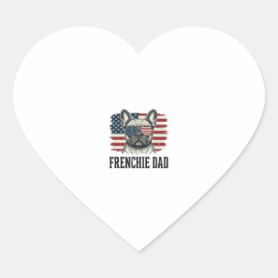 Vintage Frenchie Dad Patriotisches Bulldog-Shirt_1 Herz-Aufkleber