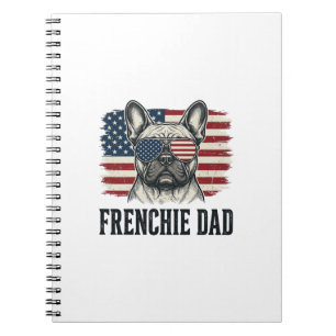 Vintage Frenchie Dad Patriotisches Bulldog-Shirt_1 Notizblock