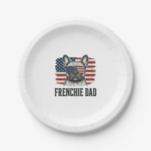 Vintage Frenchie Dad Patriotisches Bulldog-Shirt_1 Pappteller