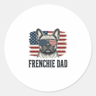 Vintage Frenchie Dad Patriotisches Bulldog-Shirt_1 Runder Aufkleber