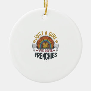 Vintage-Frenchie-Hundeliebhaber-Mädchen-Shirt-Desi Keramik Ornament