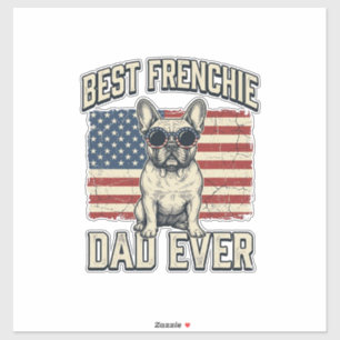 Vintage Frenchie Papa Amerikanische Flagge Aufkleber