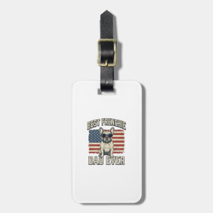 Vintage Frenchie Papa Amerikanische Flagge Gepäckanhänger