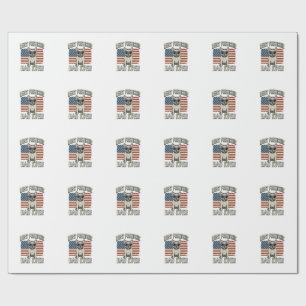 Vintage Frenchie Papa Amerikanische Flagge Geschenkpapier