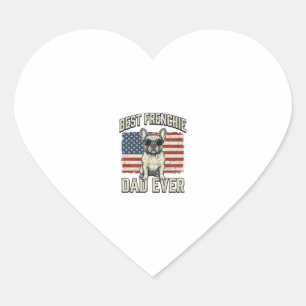 Vintage Frenchie Papa Amerikanische Flagge Herz-Aufkleber