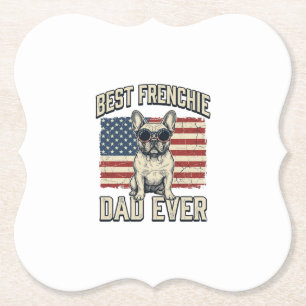 Vintage Frenchie Papa Amerikanische Flagge Untersetzer