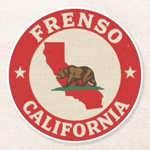 Vintage Frenso, Kalifornien Geschenke Runder Pappuntersetzer