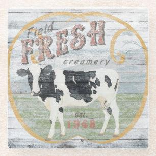 Vintage Fresh Creamery Kuh Glasuntersetzer