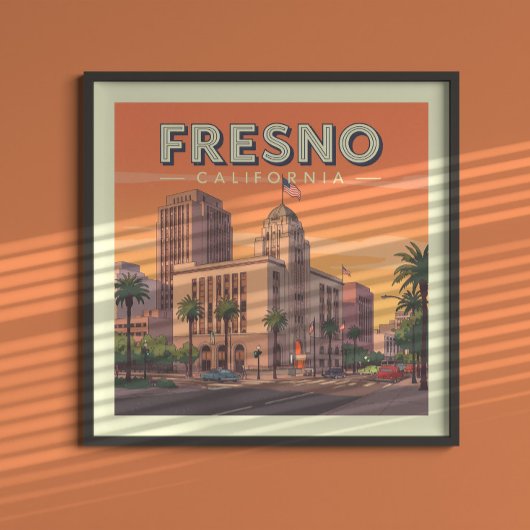 Vintage Fresno Kalifornien Poster