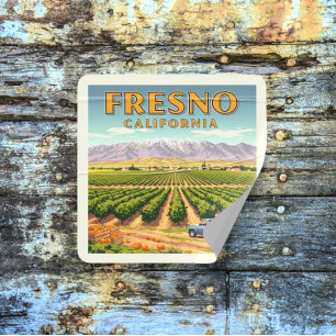 Vintage Fresno Kalifornien Quadratischer Aufkleber