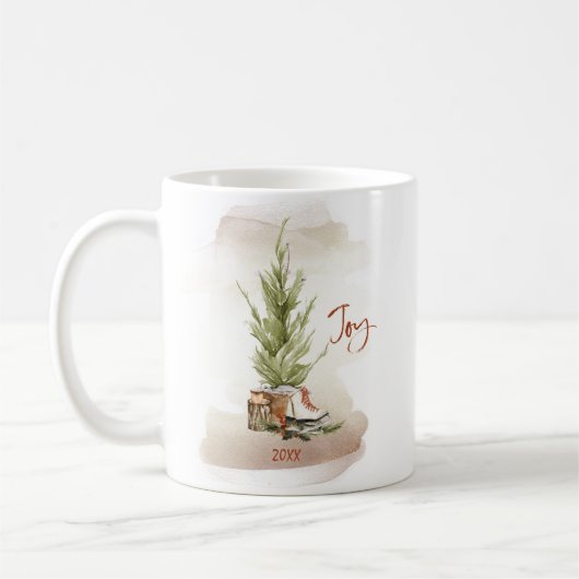Vintage Freude Weihnachten Weihnachten Szene Kaffe Kaffeetasse (Links)