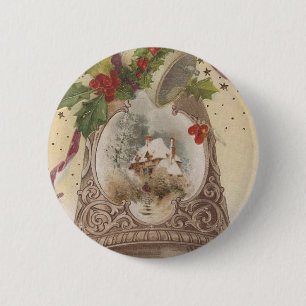 Vintage Freudige Weihnachtsglocke Button