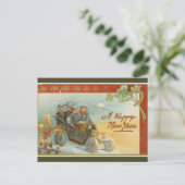 Vintage Freunde in einem altmodischen Auto Postkarte (Stehend Vorderseite)