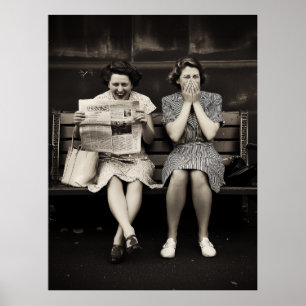 Vintage Freunde lachen zusammen Poster
