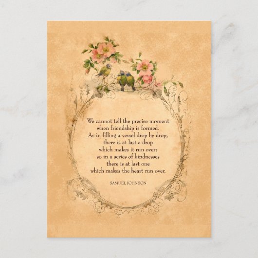 Vintage Freunde - Vögel und Blumen - Postkarte (Vorderseite)