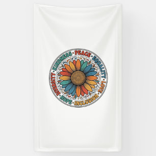 Vintage Freundlichkeit Frieden Gleichheit Blumen S Banner