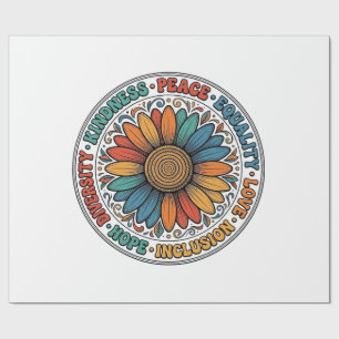 Vintage Freundlichkeit Frieden Gleichheit Blumen-S Geschenkpapier