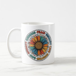 Vintage Freundlichkeit Frieden Gleichheit Blumen S Kaffeetasse