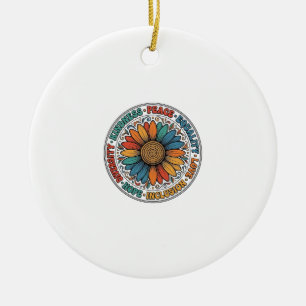Vintage Freundlichkeit Frieden Gleichheit Blumen-S Keramik Ornament