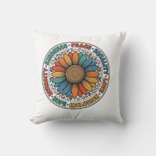 Vintage Freundlichkeit Frieden Gleichheit Blumen-S Kissen
