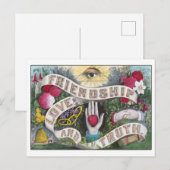 Vintage Freundschaft, Liebe und Wahrheit Postkarte (Vorne/Hinten)