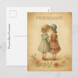 Vintage Freundschaft Zeitlose Florale Kunst Erinne Feiertagspostkarte
