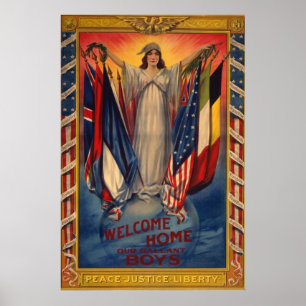 Vintage-Frieden-Gerechtigkeit-Freiheit-Amerikanisc Poster