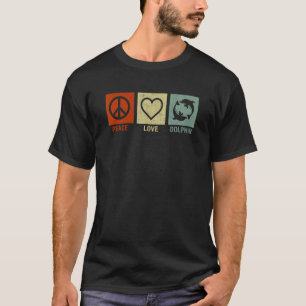 Vintage-Frieden-Liebe-Delfin  Delfin T-Shirt