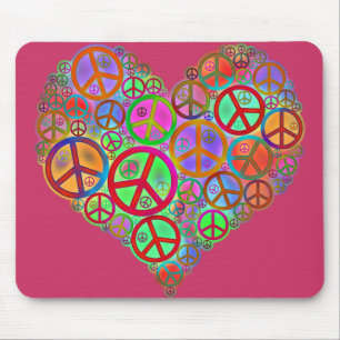 Vintage-Frieden-Liebe-Herz Mousepad