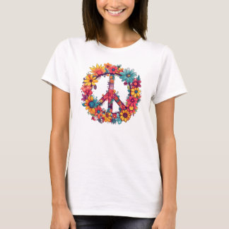 Vintage-Frieden-und-Wildblumen-T-Shirt T-Shirt