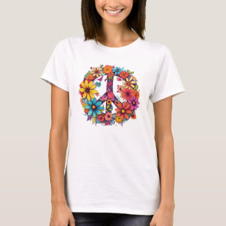 Vintage-Frieden-und-Wildblumen-T-Shirt T-Shirt