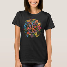 Vintage-Frieden-und-Wildblumen-T-Shirt