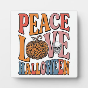 Vintage-Friedensliebe-Halloween-Kürbis-Totenkopf-D Fotoplatte
