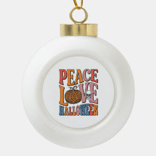 Vintage-Friedensliebe-Halloween-Kürbis-Totenkopf-D Keramik Kugel-Ornament
