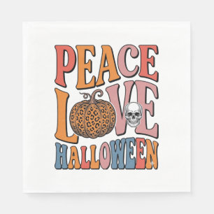 Vintage-Friedensliebe-Halloween-Kürbis-Totenkopf-D Serviette