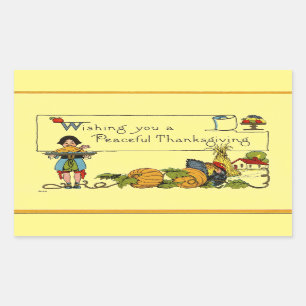 Vintage friedliche Thanksgiving Rechteckiger Aufkleber