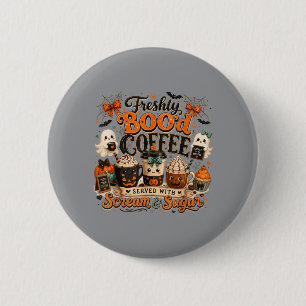 Vintage frisch gebrühter Kaffee Halloween-Geist Button