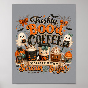 Vintage frisch gebrühter Kaffee Halloween Geist Poster