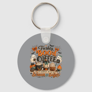 Vintage frisch gebrühter Kaffee Halloween Geist Schlüsselanhänger