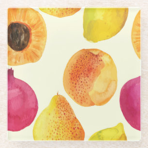 Vintage-Frische-Früchte-Aquarell-Design Glasuntersetzer