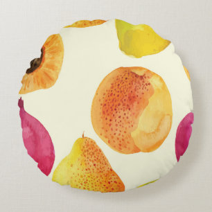 Vintage-Frische Früchte Aquarell-Design Rundes Kissen